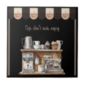 Einladende Schwarze Farmhouse Kaffeestation Dekora Fliese (Vorderseite)