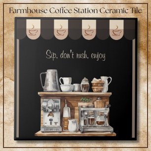 Einladende Schwarze Farmhouse Kaffeestation Dekora Fliese