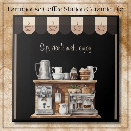 Einladende Schwarze Farmhouse Kaffeestation Dekora Fliese