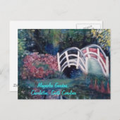 Einladende weiße Brücke in Luscious Gärten Postkarte (Vorne/Hinten)