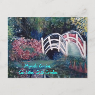 Einladende weiße Brücke in Luscious Gärten Postkarte