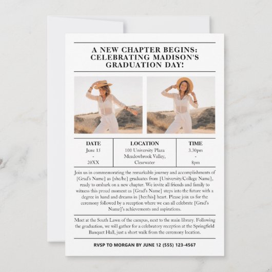 Einladende Zeitung für eine Graduiertengruppe Einladung (Rückseite)