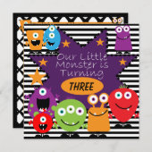 Einladendes kleines Monster zum Geburtstag Einladung (Vorne/Hinten)