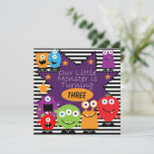 Einladendes kleines Monster zum Geburtstag Einladung (Stehend Vorderseite)
