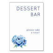 Einladendes Navy-Blumen-Dessert-Schild Tischnummer (Rückseite)