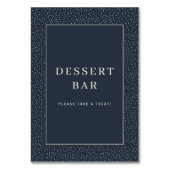 Einladendes Navy-Minimalist-Dessertbar-Schild Tischnummer (Rückseite)
