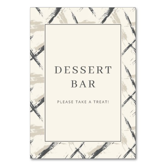 Einladendes neutrales Dessertbar-Schild Tischnummer (Vorderseite)