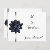 Einladendes Party Black Sequin Blume Fabulous 40. Einladung (Vorne/Hinten)