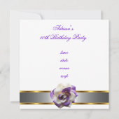 Einladendes Party Lila Weiße Blume Fabulous 40. Einladung (Rückseite)