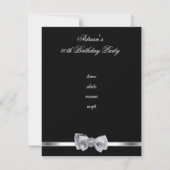Einladendes Party Silver Bow Fabulous 40th Black Einladung (Rückseite)