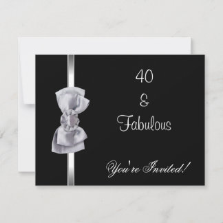 Einladendes Party Silver Bow Fabulous 40th Black Einladung
