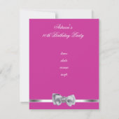 Einladendes Party Silver Bow Fabulous 40th Pink Einladung (Rückseite)