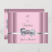 Einladendes Party Silver Bow Image Fabulous 40th P Einladung (Vorne/Hinten)