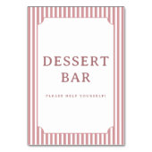 Einladendes rosa gestreiftes Dessertbar-Schild Tischnummer (Rückseite)