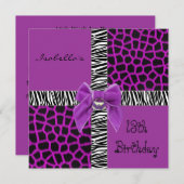 Einladung 13. Teen Birthday Wild Lila Animal (Vorne/Hinten)