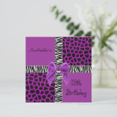 Einladung 13. Teen Birthday Wild Lila Animal (Stehend Vorderseite)