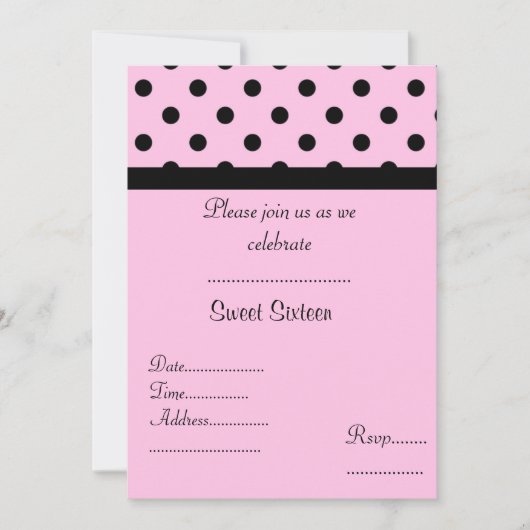 Einladung 16 . Geburtstag Pink Spot (Vorderseite)
