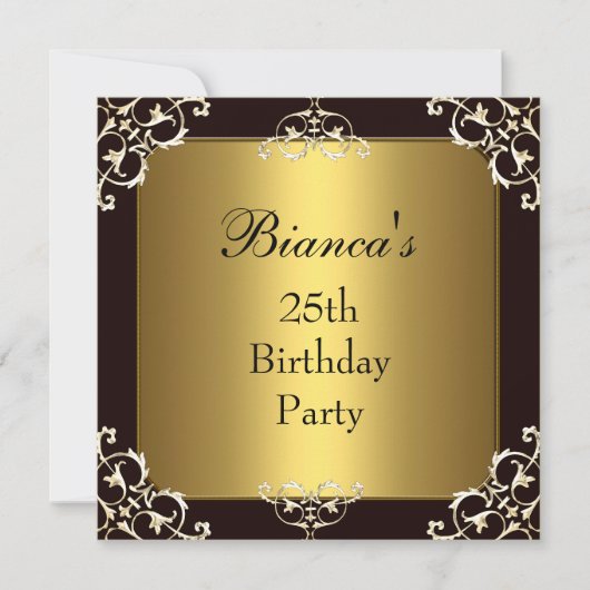 Einladung 25. Geburtstagsparty Black Gold Elite (Vorderseite)