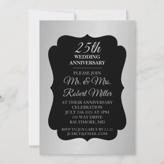 Einladung - 25. Hochzeitstag Silver Confetti (Vorderseite)