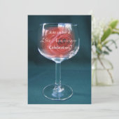 Einladung 25. Hochzeitstag Wineglass Rose (Stehend Vorderseite)