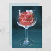 Einladung 25. Hochzeitstag Wineglass Rose (Vorne/Hinten)