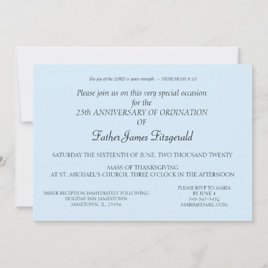 Einladung 25. Silver Ordination Jahr Prie (Rückseite)