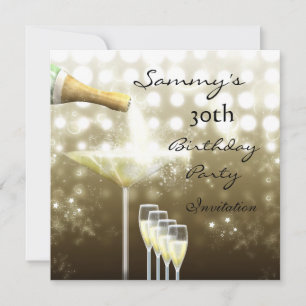 Einladung 30. Geburtstag Party Elegant Beige Gold