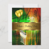 Einladung 30. Geburtstag Party Grün Gelbe Balloons (Vorderseite)