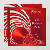 Einladung 30. Geburtstag Party Red White Abstrakt (Vorne/Hinten)