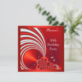 Einladung 30. Geburtstag Party Red White Abstrakt (Stehend Vorderseite)