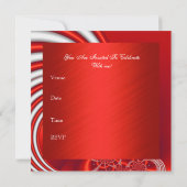 Einladung 30. Geburtstag Party Red White Abstrakt (Rückseite)