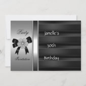 Einladung 30. Geburtstag Party Silver Black (Vorderseite)