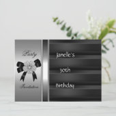 Einladung 30. Geburtstag Party Silver Black (Stehend Vorderseite)