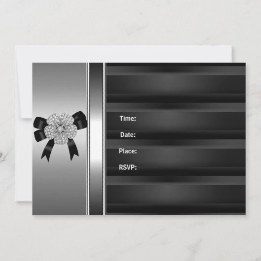 Einladung 30. Geburtstag Party Silver Black (Rückseite)