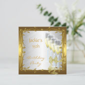 Einladung 35. Geburtstagsparty Elegant White Gold (Stehend Vorderseite)