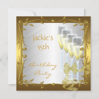 Einladung 35. Geburtstagsparty Elegant White Gold