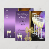 Einladung 35. Geburtstagsparty Elegantes Lila Gold (Vorne/Hinten)