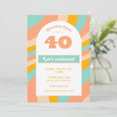 Einladung, 40. Geburtstag Party Pastel Retro Chic Einladung (Stehend Vorderseite)