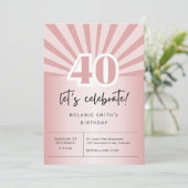 Einladung 40. Geburtstag Party, Retro-Rose Gold (Stehend Vorderseite)