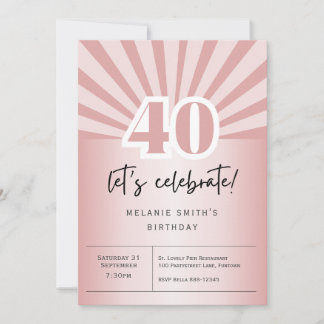 Einladung 40. Geburtstag Party, Retro-Rose Gold