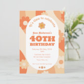 Einladung - 40. Geburtstag - Retro-Pfirsichpastel (Stehend Vorderseite)