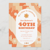 Einladung - 40. Geburtstag - Retro-Pfirsichpastel (Vorne/Hinten)