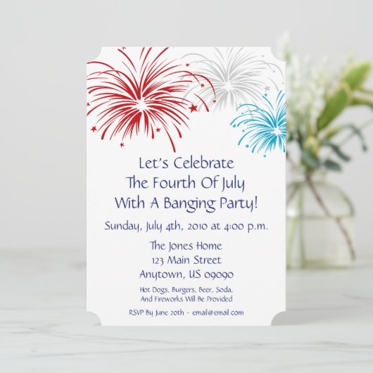 Einladung 4. Juli (Star Spangled Fireworks) (Stehend Vorderseite)