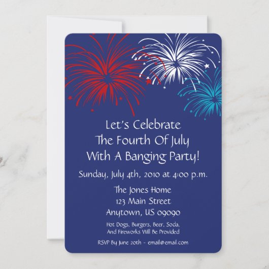 Einladung 4. Juli (Star Spangled Fireworks) (Vorderseite)