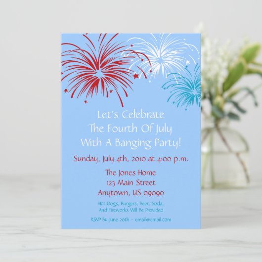 Einladung 4. Juli (Star Spangled Fireworks) (Stehend Vorderseite)