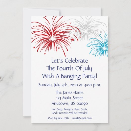 Einladung 4. Juli (Star Spangled Fireworks) (Vorderseite)
