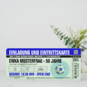 Einladung 50. Geburtstag Vorlage Fußball blau (Stehend Vorderseite)