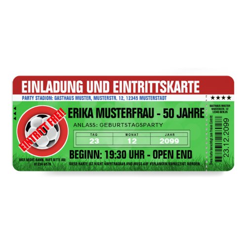 Einladung 50 Geburtstag Vorlage Fussball Rot Grun Meine Einladungskarten De