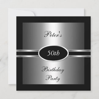 Einladung 50. Geburtstagsparty Black Silver