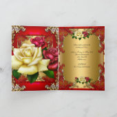 Einladung 50. Geburtstagsparty Red Gold Rose (Innenseite)